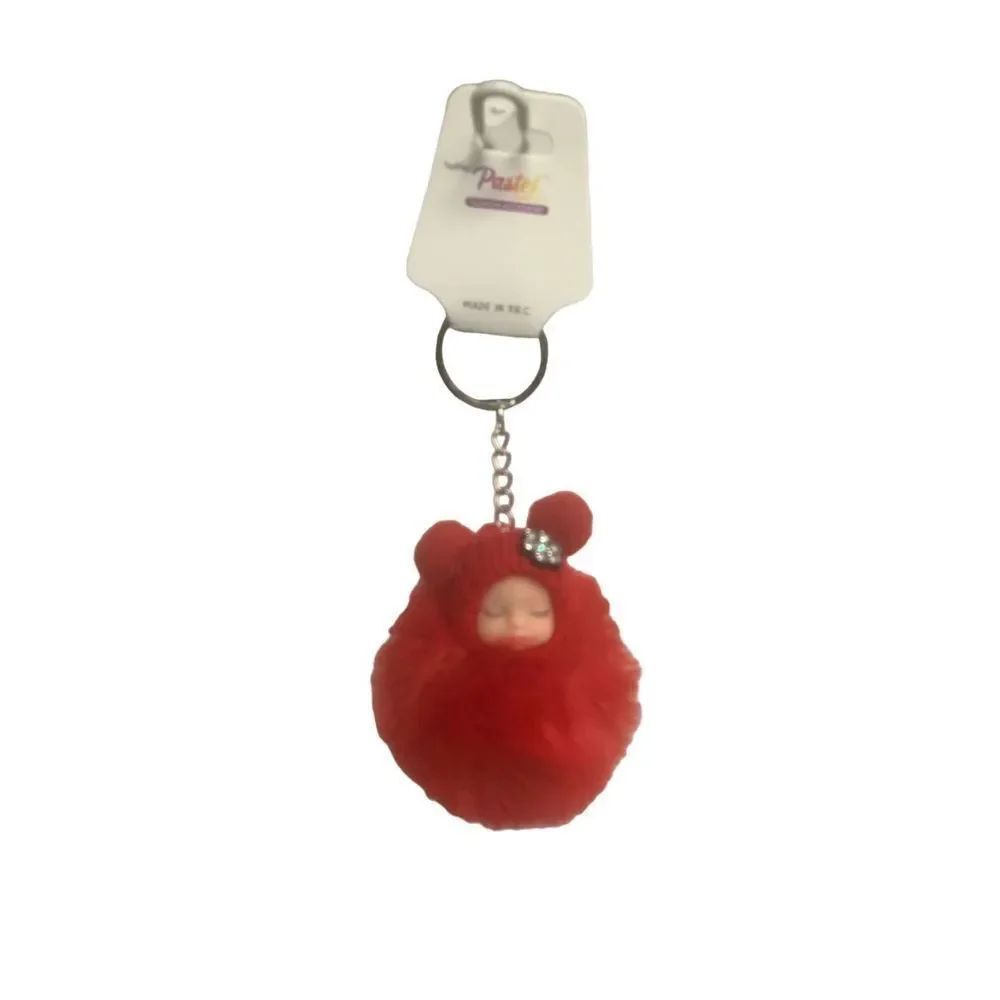 Hot Pink Fuzzy Baby Keychain